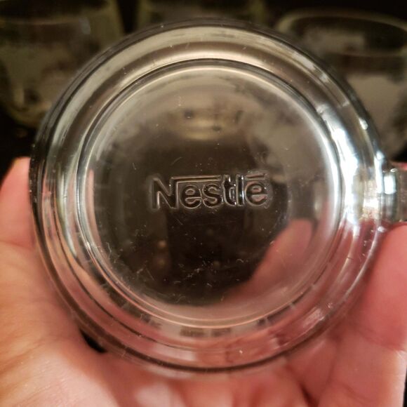 Nestle Nescafe Coffee Cup Mugs World Map Globe Clear Etched Glass Vintage set 6 - Picture 6 of 15